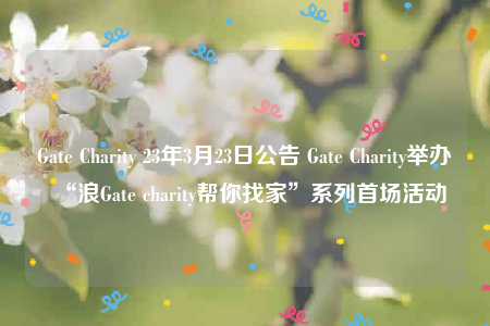 Gate Charity 23年3月23日公告 Gate Charity举办“浪Gate charity帮你找家”系列首场活动-第1张图片-芝麻交易所下载